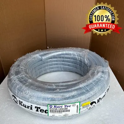 Kuri Tec K3150-12 Clearbraid PVC Hose | 3/4" ID x 1.031" OD | 100 ft | Food Grade - Thumbnail 2